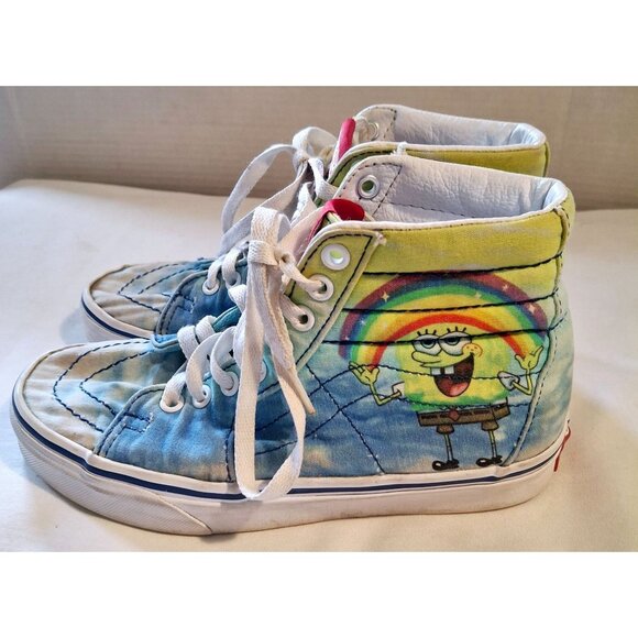 Vans Off The Wall SpongeBob SquarePants High-Top Sneakers Tie-Dye Canvas Multi-C - Picture 3 of 14